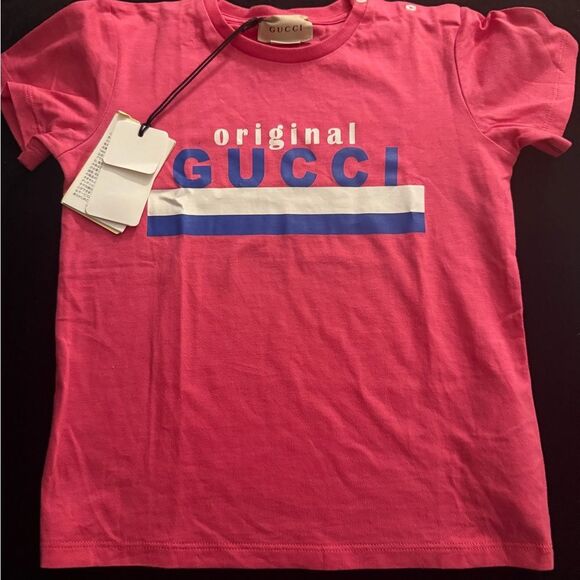 Brand new with tags Gucci Pink Cotton Logo T-Shirt size 3 - Picture 1 of 6